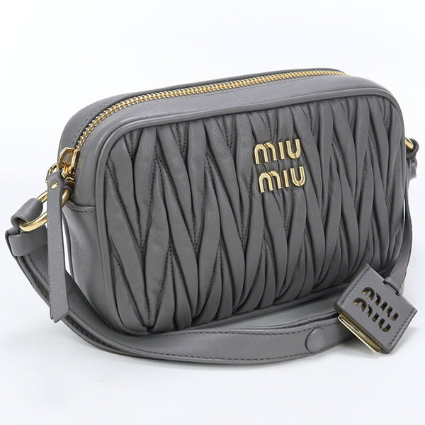 MIUMIU(OUTLET) 5BH118 Shoulder Bag Materasse Diagonal leather gray Women