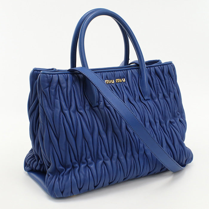 MIUMIU(OUTLET) RN1047 Tote Bag Materasse 2WAY Tote Bag leather blue Women