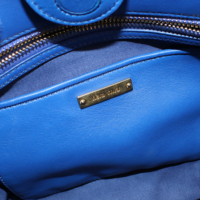 MIUMIU(OUTLET) RN1047 Tote Bag Materasse 2WAY Tote Bag leather blue Women