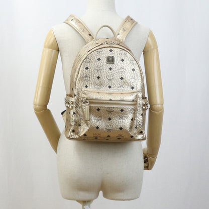 MCM MMK8AVE43 T1001 side stud backpack PVC coated canvas Beige/gold Woman