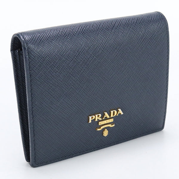 PRADA 1MV204 Saffiano Leather Wallet Bi-fold wallet with coin purse/Safiano Navy Women