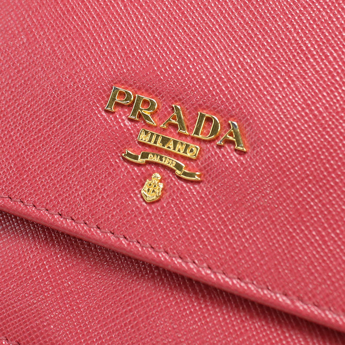 PRADA 1M1405 Long Wallet Safiano Shoulder flap wallet Purse leather pink Women