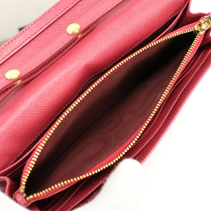 PRADA 1M1405 Long Wallet Safiano Shoulder flap wallet Purse leather pink Women