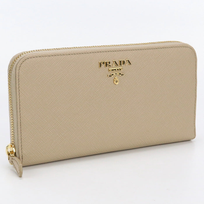 PRADA 1ML506 around long wallet saffiano multicolor PurseZip leather beige Women