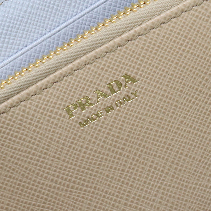 PRADA 1ML506 around long wallet saffiano multicolor PurseZip leather beige Women