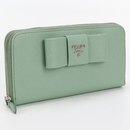 PRADA 1ML506 ZTM F00ZY zip around long wallet Saffiano leather PurseZip green