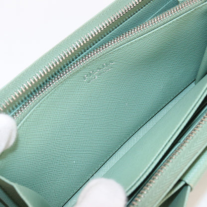 PRADA 1ML506 ZTM F00ZY zip around long wallet Saffiano leather PurseZip green