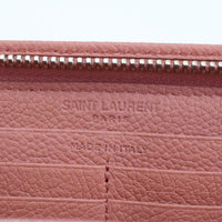 세인트 로렌트 326599 긴 지갑 둥근 지퍼 지퍼 지퍼 지프 가죽 여자 핑크