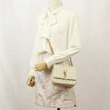 SAINT LAURENT 538439 Small Chain Shoulder Vickie Diagonal shoulder bag leather beige Women