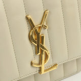 SAINT LAURENT 538439 Small Chain Shoulder Vickie Diagonal shoulder bag leather beige Women