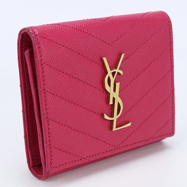 SAINT LAURENT 362672 Compact wallet with coin purse Calfskin pink