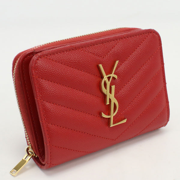 SAINT LAURENT 403723 Compact zip wallet Bi-fold wallet with coin purse leather red Women