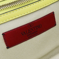 Valentino rockstud chainhoulder bolso diagonal de hombro bagcolor bagcolor lona de cuero amarillo mujeres