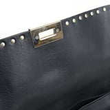 VALENTINO Rockstud Diagonal Tote bag Shoulder Bag leather unisex Black
