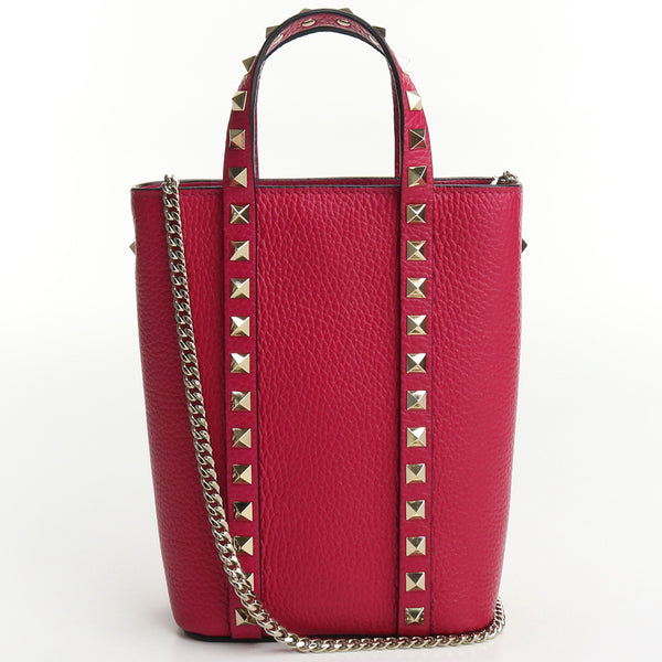 VALENTINO XW0P0X90VSH Diagonally hung Shoulder Rock studs Hand bag shoulder bag 2way leather Women pink
