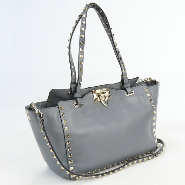 VALENTINO Rock studs Tote Bag Tote Bag leather gray Women