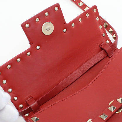 VALENTINO Shoulder Bag Rock studs Diagonal shoulder bag leather red Women