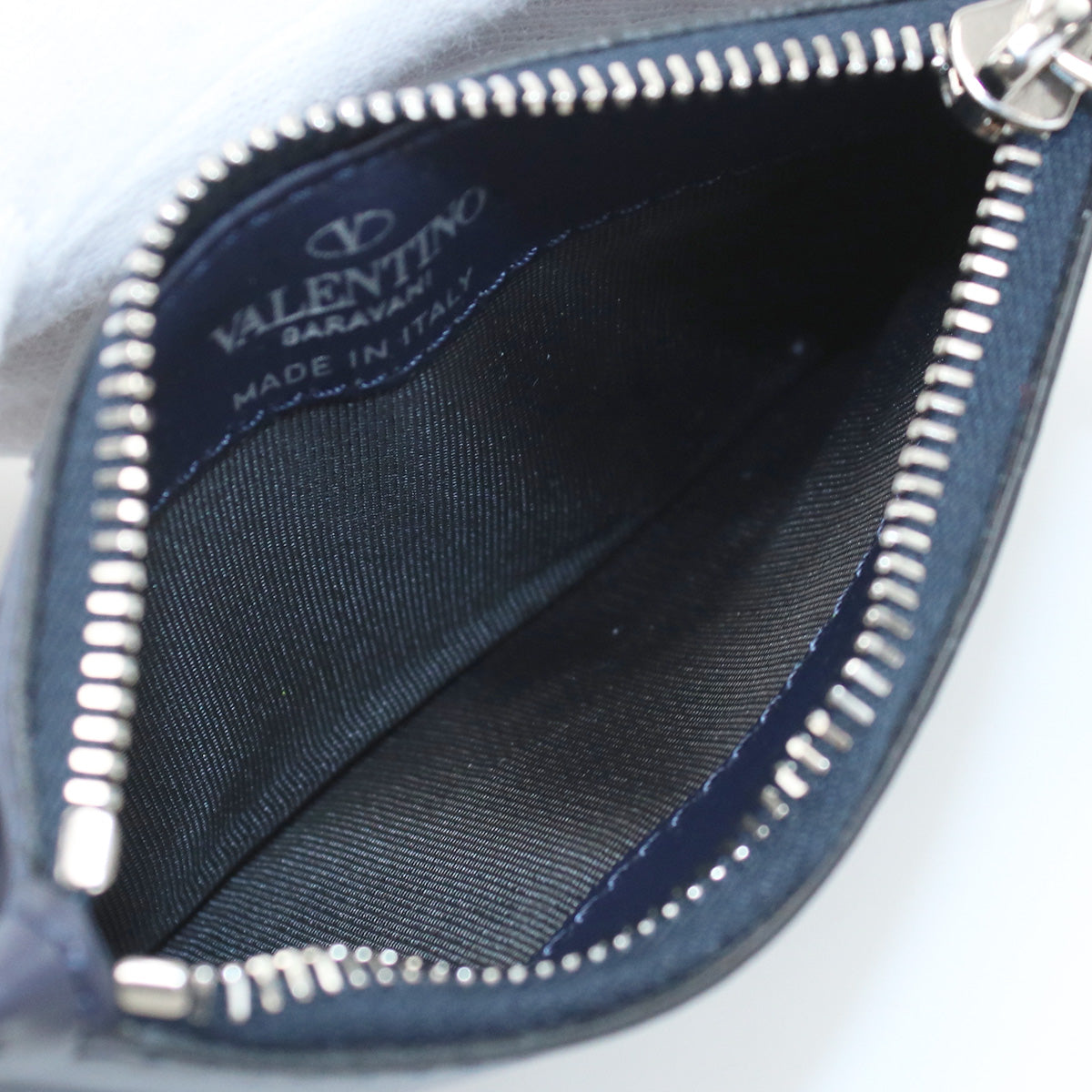 VALENTINO 1Y2P0654LVN VLTN Card Holder Coin Pocket Calfskin Color: navy mens