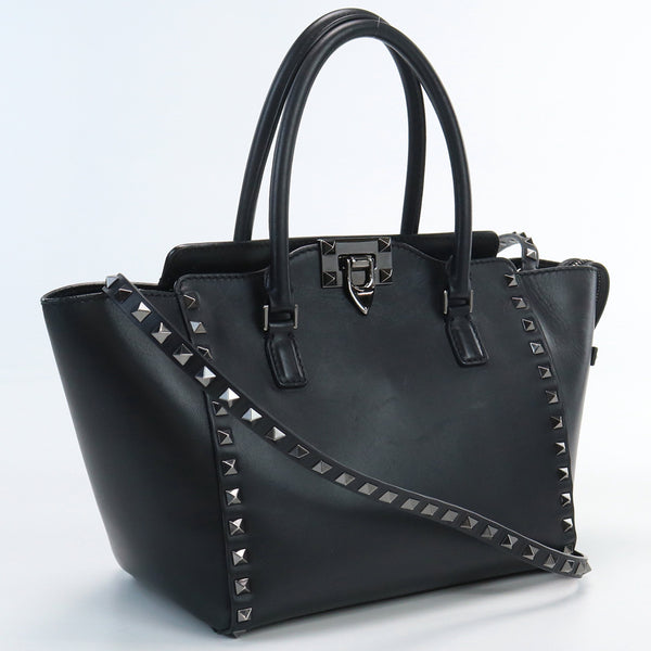 VALENTINO 2WAYTote Bag Rock studs Tote Bag shoulder bag leather black Women