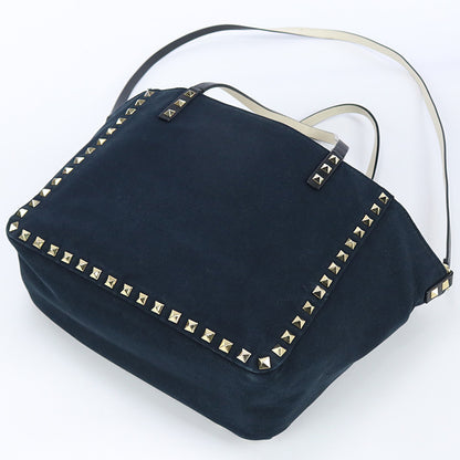 VALENTINO 2WAY tote Rock studs Tote Bag cotton navy Women