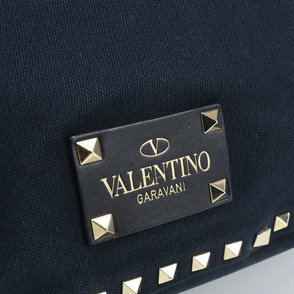 VALENTINO 2WAY tote Rock studs Tote Bag cotton navy Women