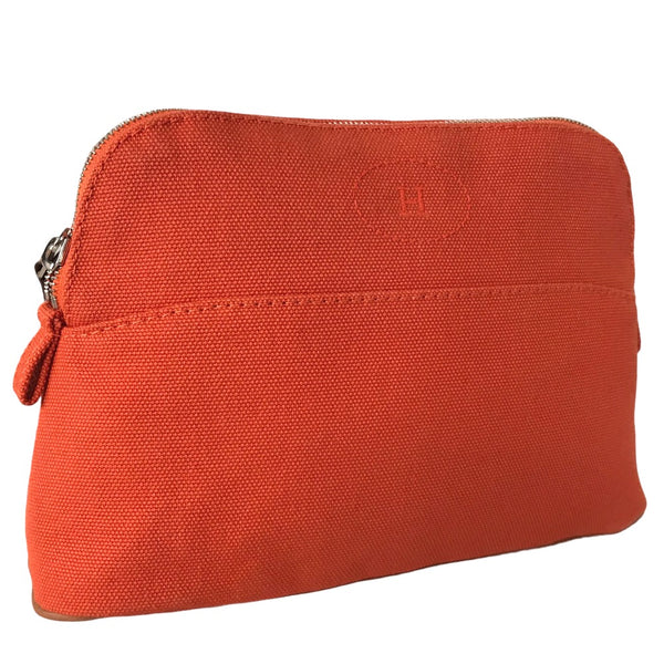 HERMES Pouch Accessory case mini pochette Bored canvas Orange Women Used 1001-11E 100% authentic