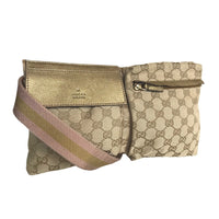 GUCCI Waist bag Cross body Sherry line GG canvas 28566 Brown gold Women Used 1012-2402OK 100% authentic