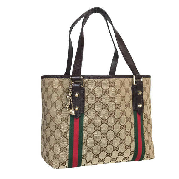 GUCCI Tote Bag Handbag Sherry line GG canvas 137396 Brown Women Used 1021-2402OK 100% authentic