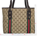 GUCCI Tote Bag Handbag Sherry line GG canvas 137396 Brown Women Used 1021-2402OK 100% authentic