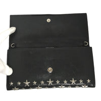 JIMMY CHOO leather Star Studded Wallet Chain Long Wallet Purse Women Used 1050-8E 100% authentic