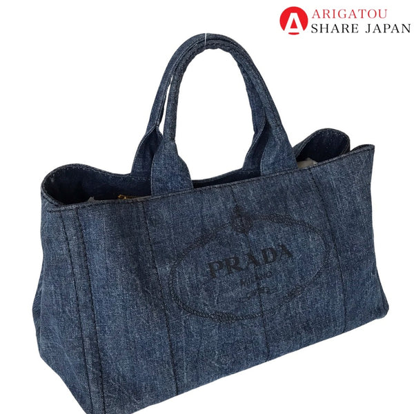 PRADA Tote Bag Handbag Canapa denim B1872B blue Women Used 1094-2402E 100% authentic