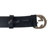 GUCCI 368186 BGHON leather Interlocking belt Women(Unisex) Used 1097-6E 100% authentic