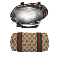 100% authentische Gucci GG Canvas Sherry Line 139261 Handtasche verwendet 1100-2E90