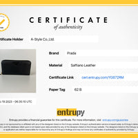 PRADA 1ML506 2EBW leather Safiano Long Wallet Purse Women(Unisex) Used 1108-8E 100% authentic