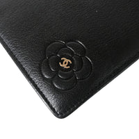 CHANEL Bifold Wallet Long Wallet Purse Camellia COCO Mark leather A46511 black Women Used 1177-11E 100% authentic