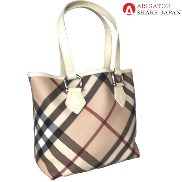 BURBERRY Handbag Tote Bag Nova Check canvas beige Women Used 1179