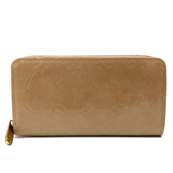 LOUIS VUITTON Long Wallet Purse Zip Around long wallet Vernis Zippy wallet Patent leather M91470 beige Women Used Authentic
