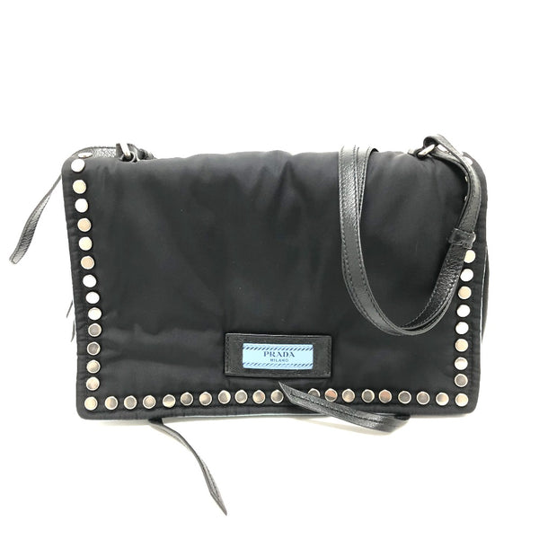 PRADA Shoulder Bag Bag 2WAY Etiquette Nylon 1BD081 black mens Used Authentic