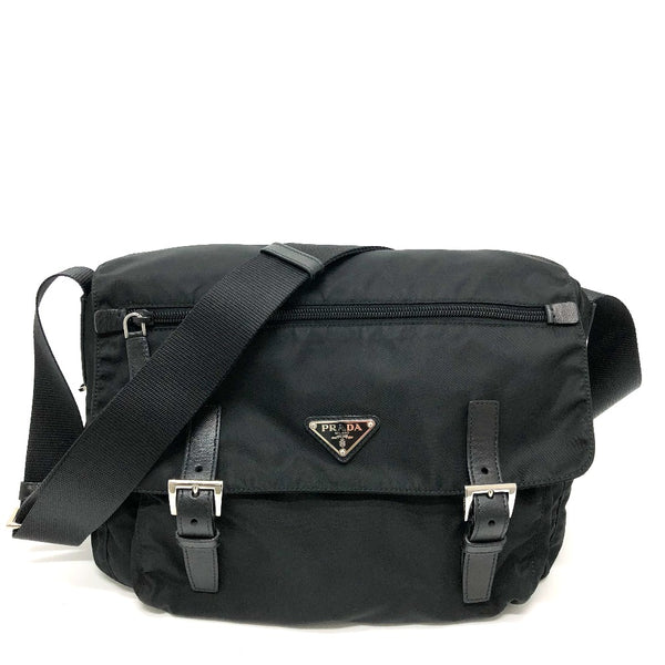PRADA Shoulder Bag Bag Triangle logo Messenger Nylon 1BD671 black mens Used Authentic