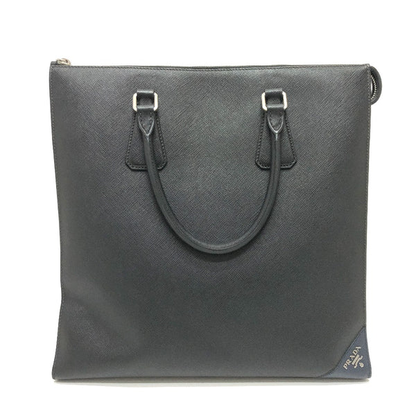 PRADA Tote Bag Bag logo business Safiano leather 2VG079 black mens Used Authentic