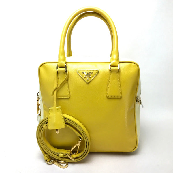 PRADA Handbag Bag 2WAY By color Saffiano Bernice leather BL0864 yellow Women Used Authentic