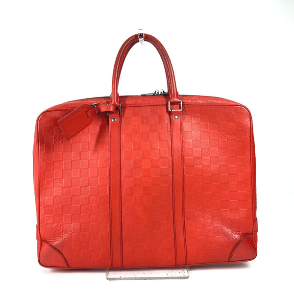 LOUIS VUITTON Business bag Tote Bag Handbag Damier Anfini Porto Document Voyage PDV Damier Anfini Leather N41143 Red mens Used Authentic