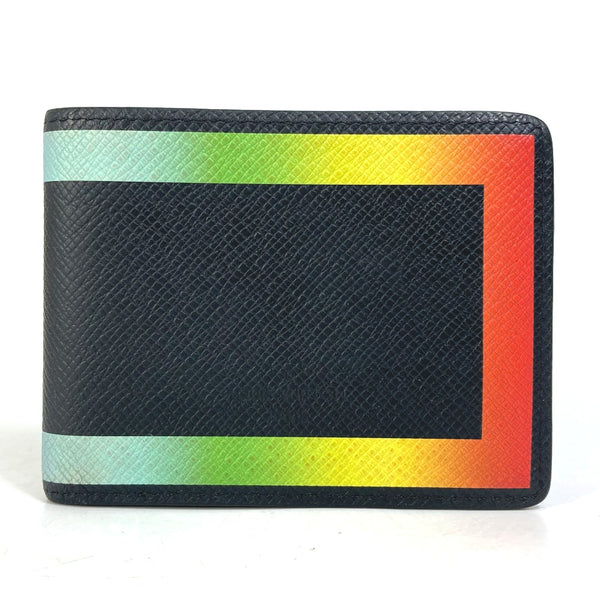 LOUIS VUITTON Folded wallet Bill Compartment Taiga rainbow Portefeuille Slender Taiga Leather M30346 black mens Used Authentic