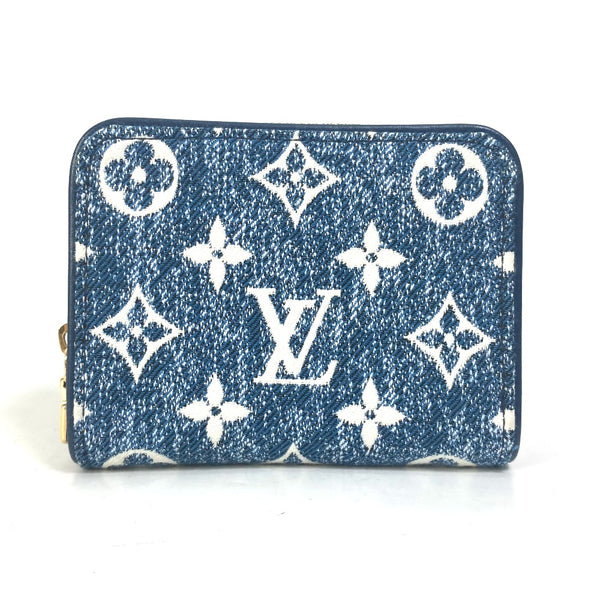 LOUIS VUITTON Coin case Coin Pocket Wallet monogram denim jacquard Zip around purse Monogram denim M81185 blue Women Used Authentic