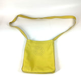 HERMES Shoulder Bag Crossbody pochette bag Punching logo Crude cell leather yellow Women Used Authentic