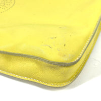 HERMES Shoulder Bag Crossbody pochette bag Punching logo Crude cell leather yellow Women Used Authentic