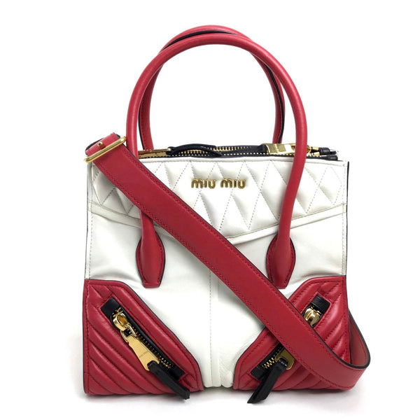 MIUMIU Handbag Bag Handbag Shoulder Bag Crossbody Biker Materasse Nappa leather white Women Used Authentic