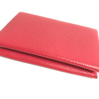 HERMES Coin case Coin Pocket Wallet Folded in half Calvi leather Red Women Used Authentic