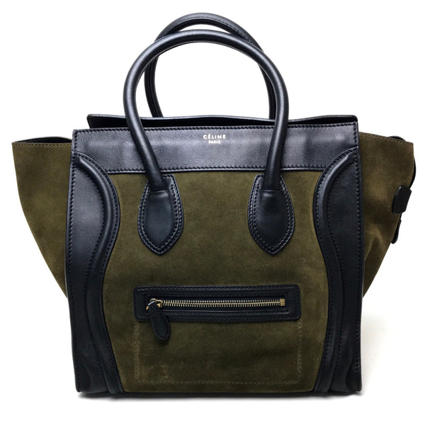 CELINE Tote Bag Bag Shoulder Bag Luggage mini shopper Suede / leather 165213 khaki Women Used Authentic