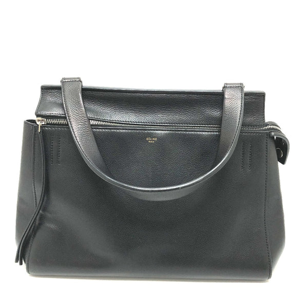 CELINE Shoulder Bag bag/one belt Shoulder edge bag leather black Women Used Authentic